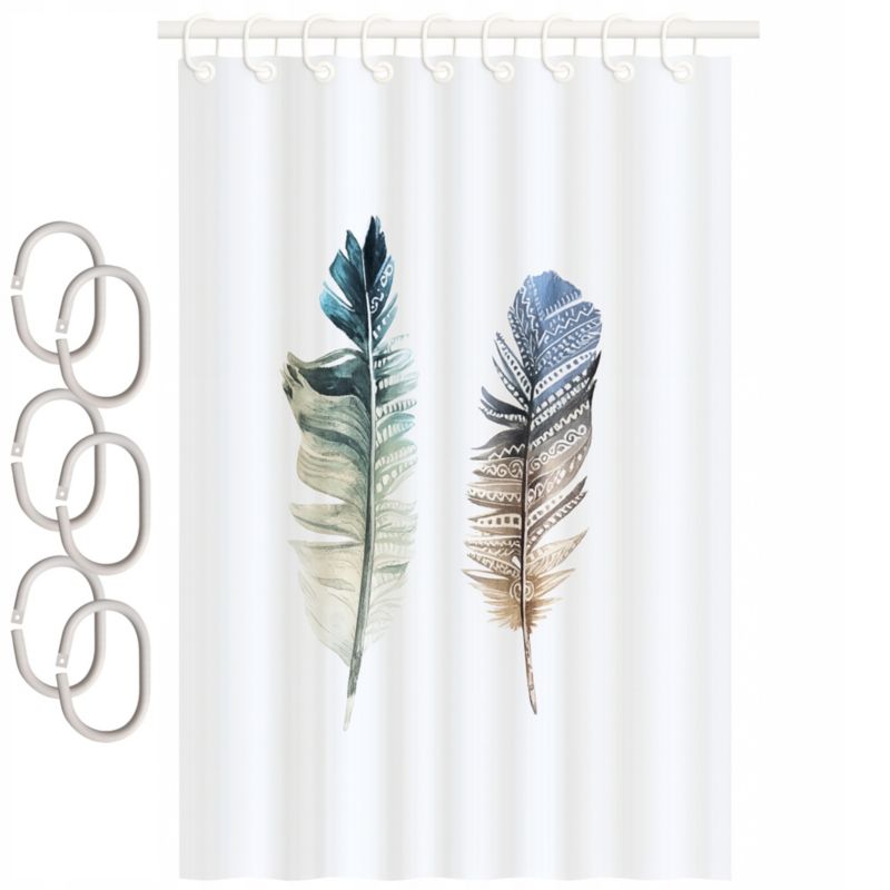 Zasłona prysznicowa Estiva tekstylna 180x200 wzór PLUME 3 PIÓRA/LIGHT 1 szt.