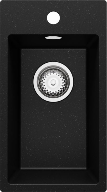 Zlewozmywak Ryga PRIMAGRAN Nablatowy 28x50cm do szafki od 30cm, Czarny Metalik + Syfon, S004, 1 szt.