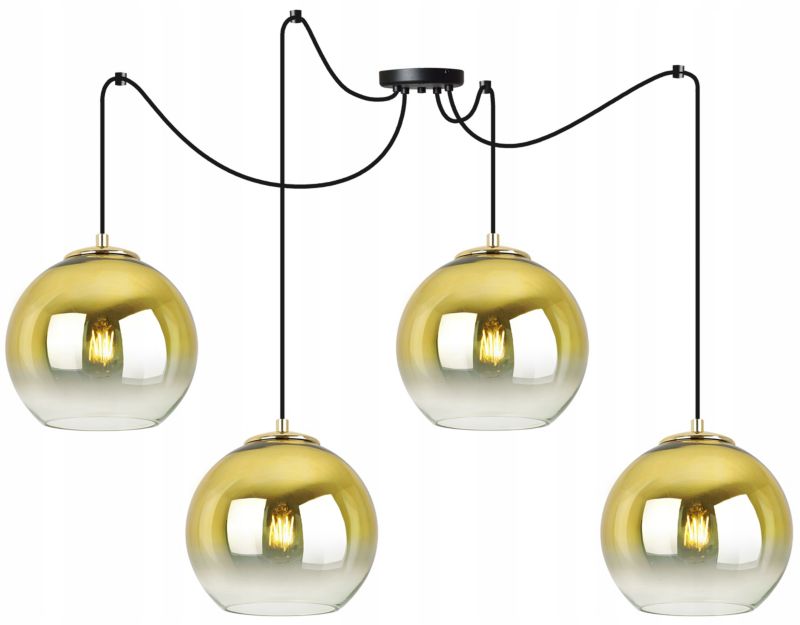Lampa sufitowa wisząca Light Home LH Spider Bergen Gold 4x E27 60W klosz 20cm złoty 1szt.