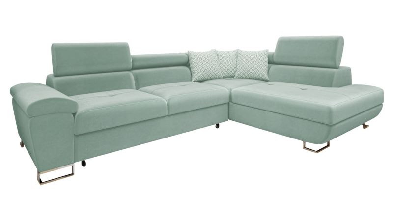 Narożnik z funkcją spania MIRJAN 24 Cotere prawy seledynowy/seledynowy wzór 1 szt.