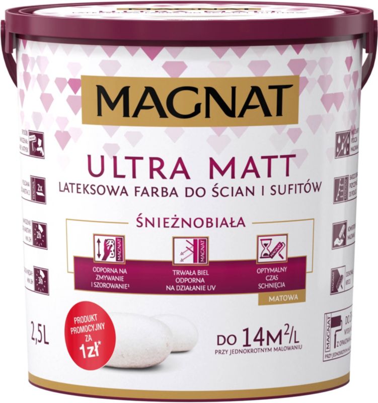 Farba lateksowa Magnat Ultra biały mat