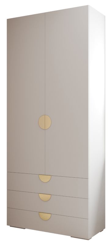 Szafa z szufladami wysoka Abiks INOVA 4 2D 3SZ biały+złoty 1 szt.