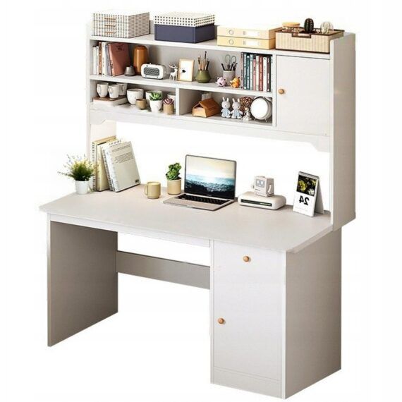 Biurko komputerowe Rebiko białepod laptop z regałem 1 szt.