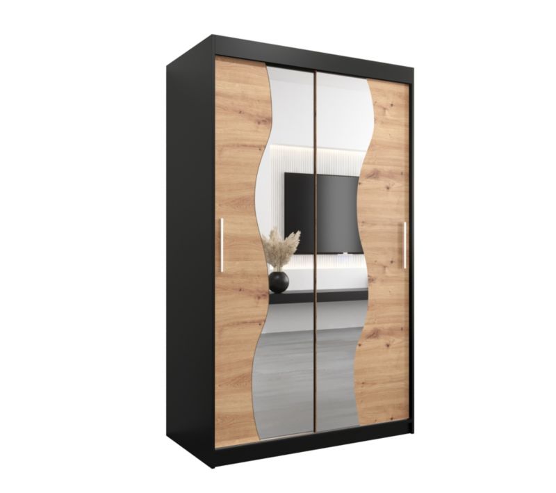Szafa przesuwna Garderoba Abiks MADRYT 120 czarny mat + dąb artisan 1 szt.
