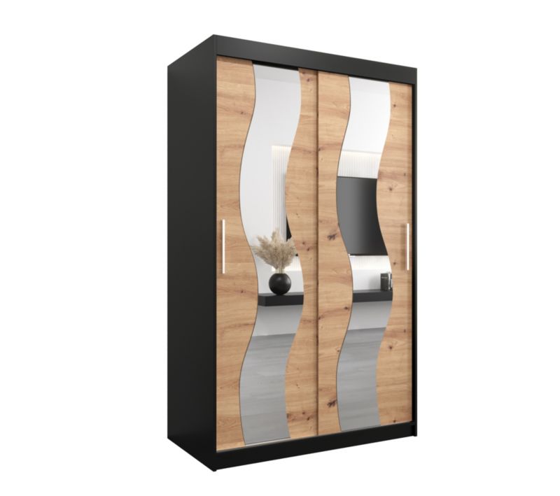 Szafa przesuwna Abiks SEWILLA 120 czarny mat + dąb artisan 1 szt.