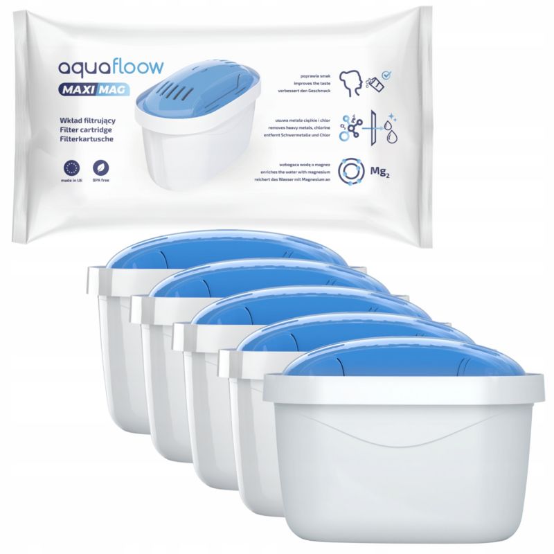 Filtr wody, Aquafloow, do dzbanków filtrujących, z magnezem, zamiennik Brita Dafi, 5szt