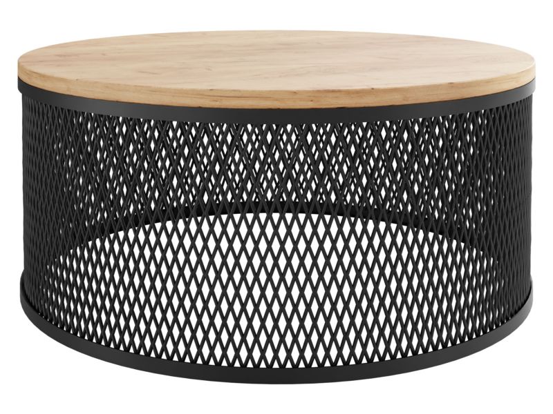 Stolik kawowy okrągły MIRJAN 24 Korlew czarny/dąb craft złoty 1 szt.