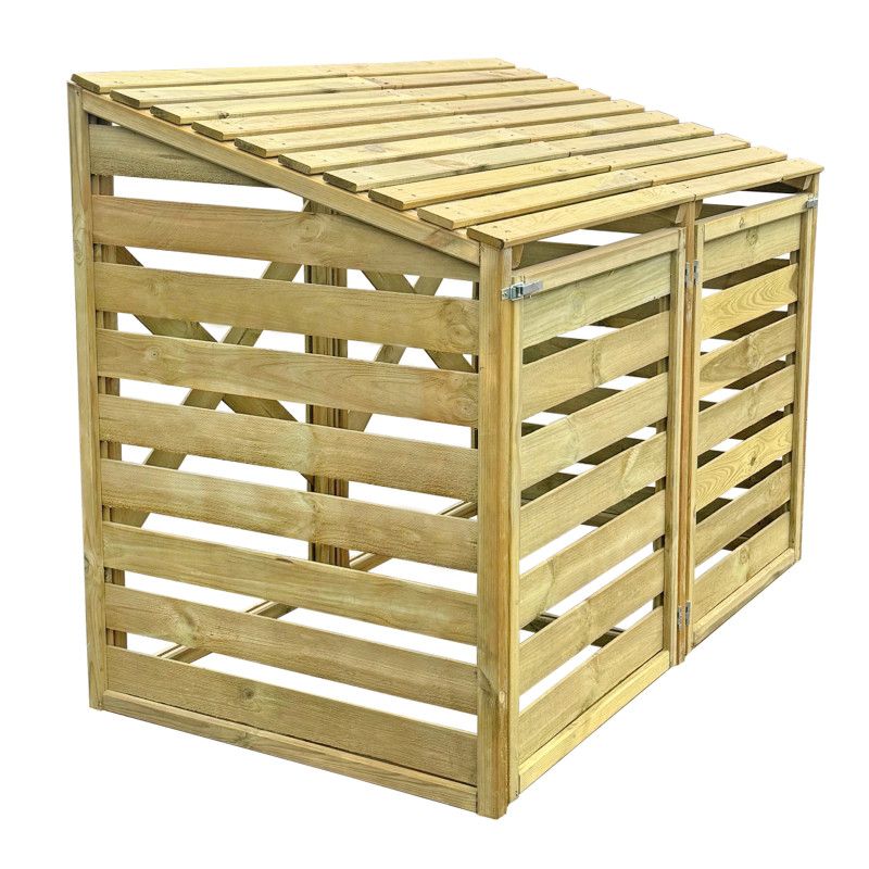 Drewniana podwójna obudowa na kosz do śmieci 4iQ Group 240L 1szt.