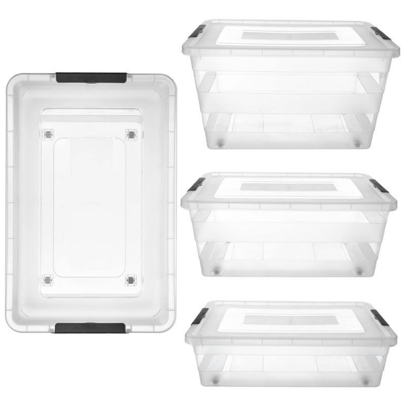 Pojemniki KADAX Z Pokrywą Do Przechowywania Organizer Plastikowy Zestaw 3 szt.