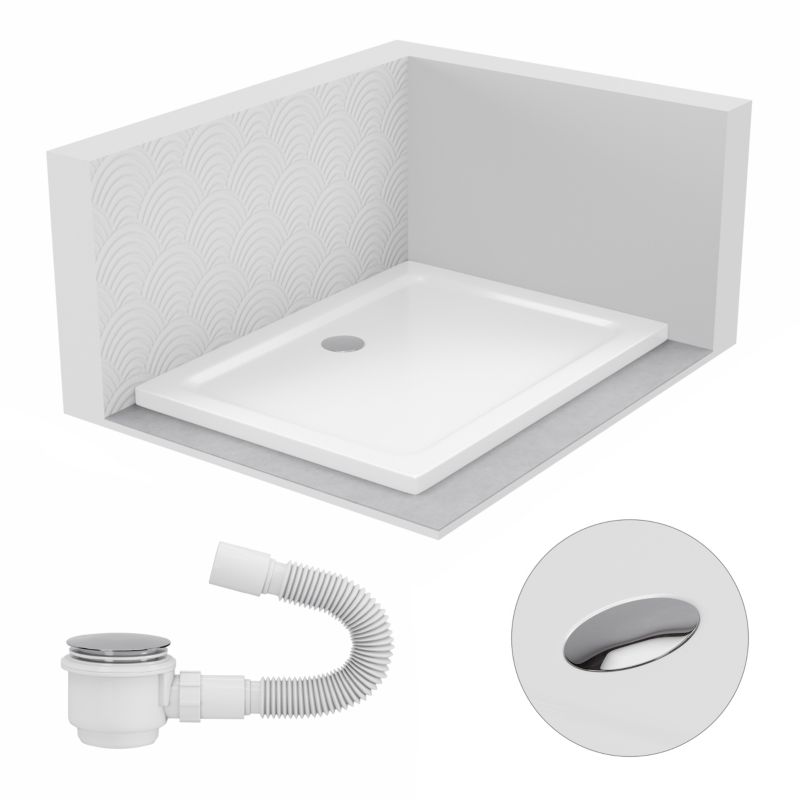 Brodzik akrylowy SLIM SEVANTE prostokątny 130x100 biały z syfonem 1 szt.