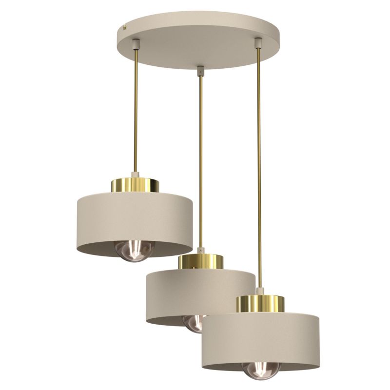 Lampa wisząca Luminex Marti okrągła 3 x E27 beżowo złota