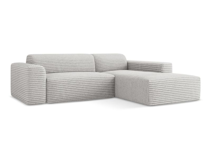 Narożnik prawostronny LaMiaSofa BOVA z tkaniny sztruksowej 270x190 cm jasny szary 1 szt.