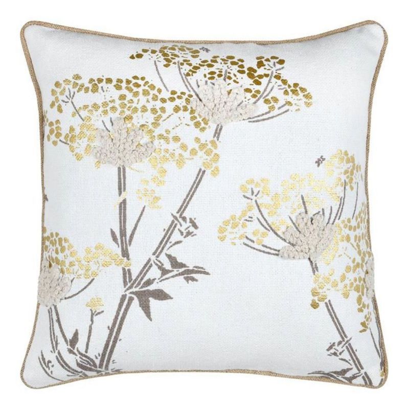 Poduszka Oriana STOF dekoracyjna 40x40 cm Biała Złote Kwiaty 1 szt.
