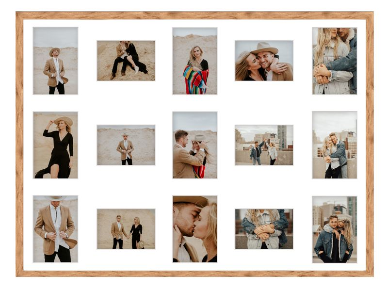 Ramka na 15 zdjęć Hekla 60x80x15 MDF galeria naturalny 1szt.