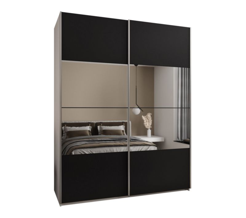 Szafa przesuwna Abiks LUX 4 wysoka szer.200cm biały/czarny/srebrny 1szt.