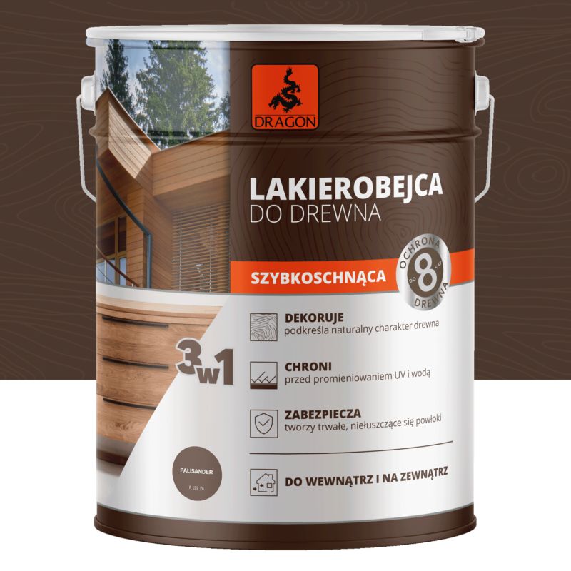 Lakierobejca do drewna szybkoschnąca Dragon Palisander 5L