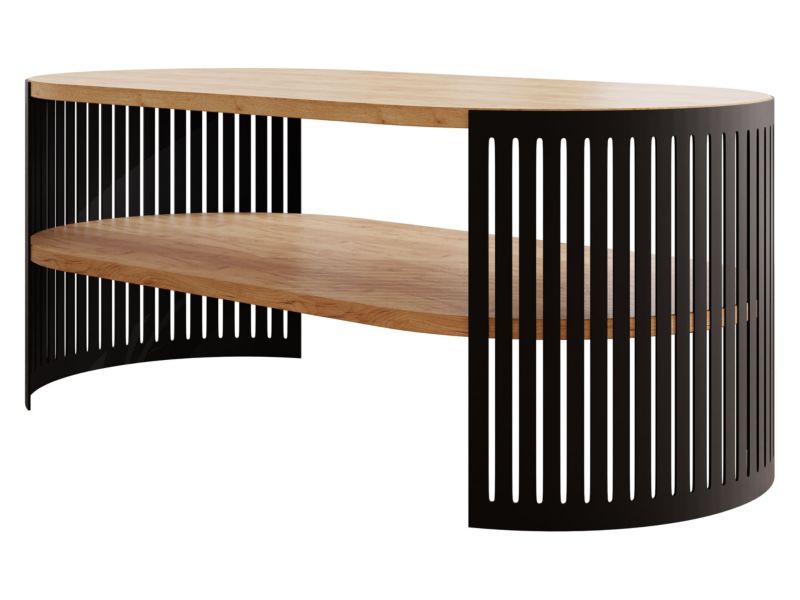 Stolik kawowy owalny MIRJAN 24 Fikoli I czarny/dąb craft złoty 1 szt.