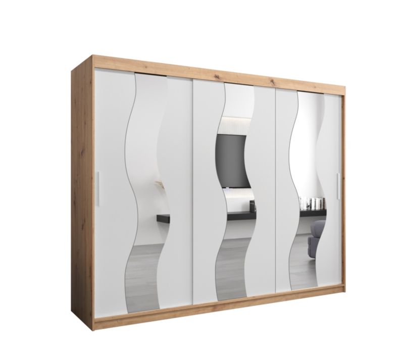 Szafa przesuwna Abiks SEWILLA dąb artisan + biały mat 1 szt.