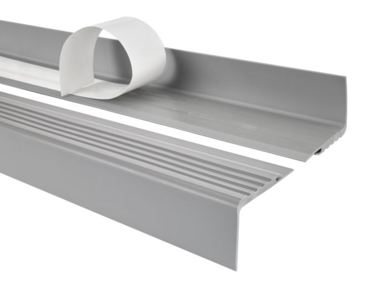 Profil schodowy PCV 48x42mm, QUEST, samoprzylepny antypoślizgowy nosek schodowy, PMW, szary, 1m