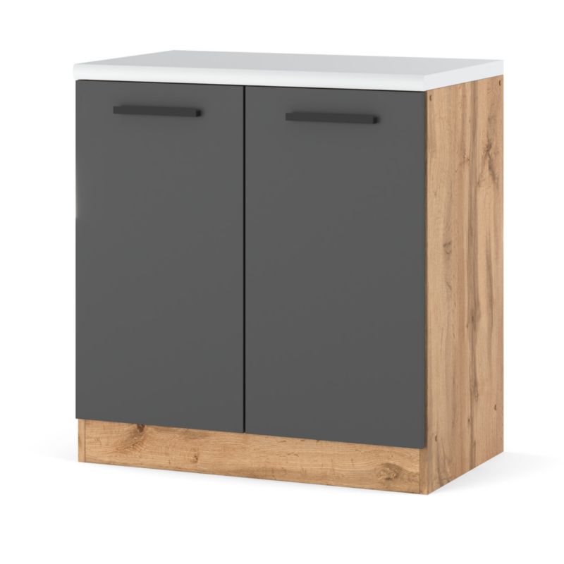 Szafka Kuchenna Hurtownia-Mebli Stojąca Blanka dolna D80 80cm Dąb Wotan Szary Mat 80x47x85 cm 1szt.