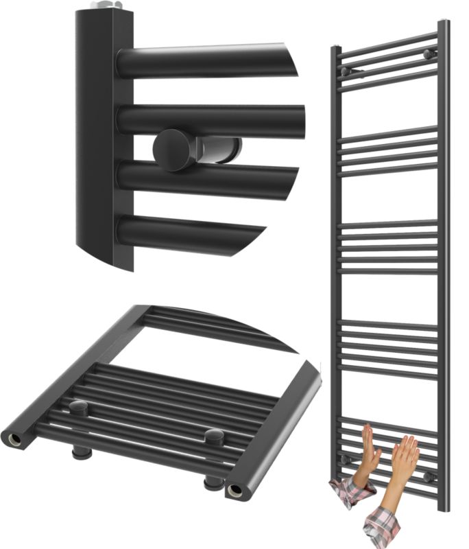 Grzejnik Łazienkowy Granitan Breno 60/160cm Czarny Kaloryfer Drabinkowy 1kpl.