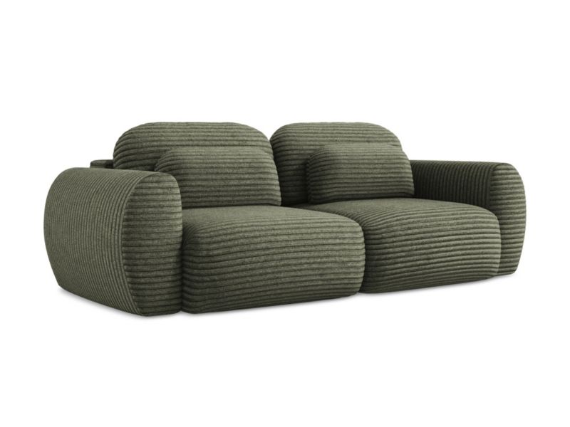 Kanapa 3-osobowa z funkcją spania LaMiaSofa PECORINI z tkaniny sztruksowej 266x121 cm oliwkowy 1 szt.