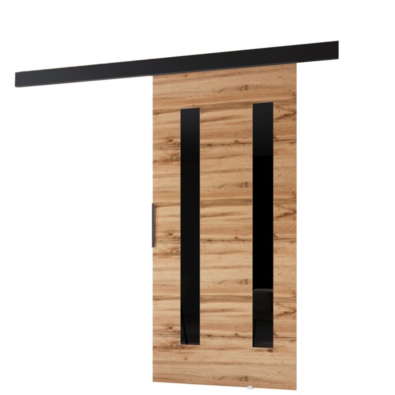 Drzwi przesuwne MINIO go for it PRIM H 106 cm dąb wotan z czarną maskownicą 1 szt.