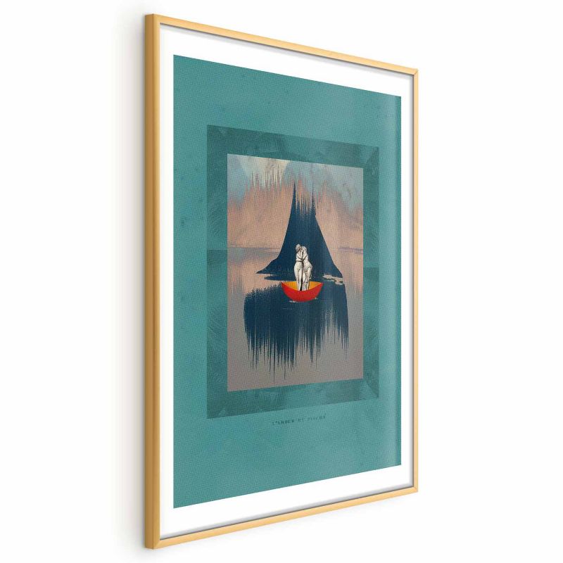 Plakat Artgeist Para na łodzi 60x90 cm z ramą złotą 1 szt