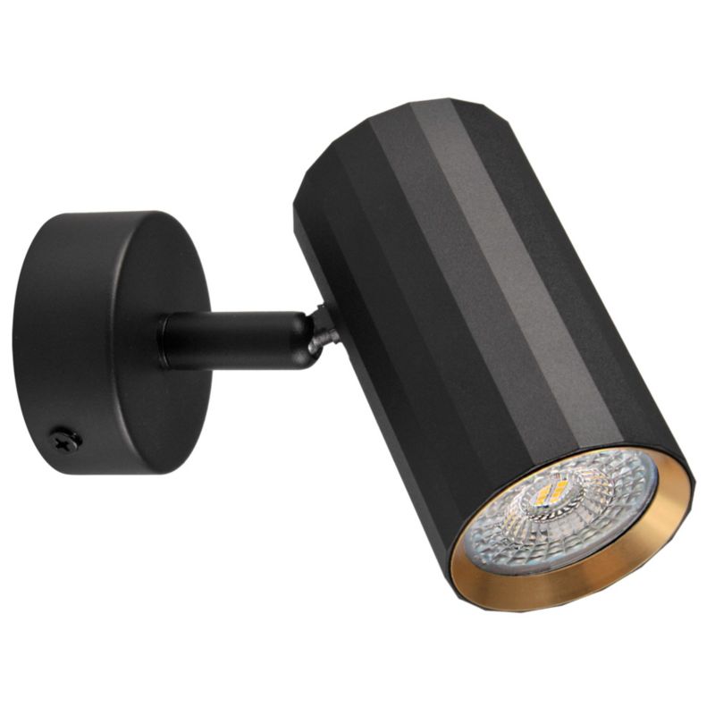 Kinkiet ścienny Polux Nicea czarno-złoty 1 x GU10 x 10W IP20 wym: 10 x 5,5 cm - 1 szt.