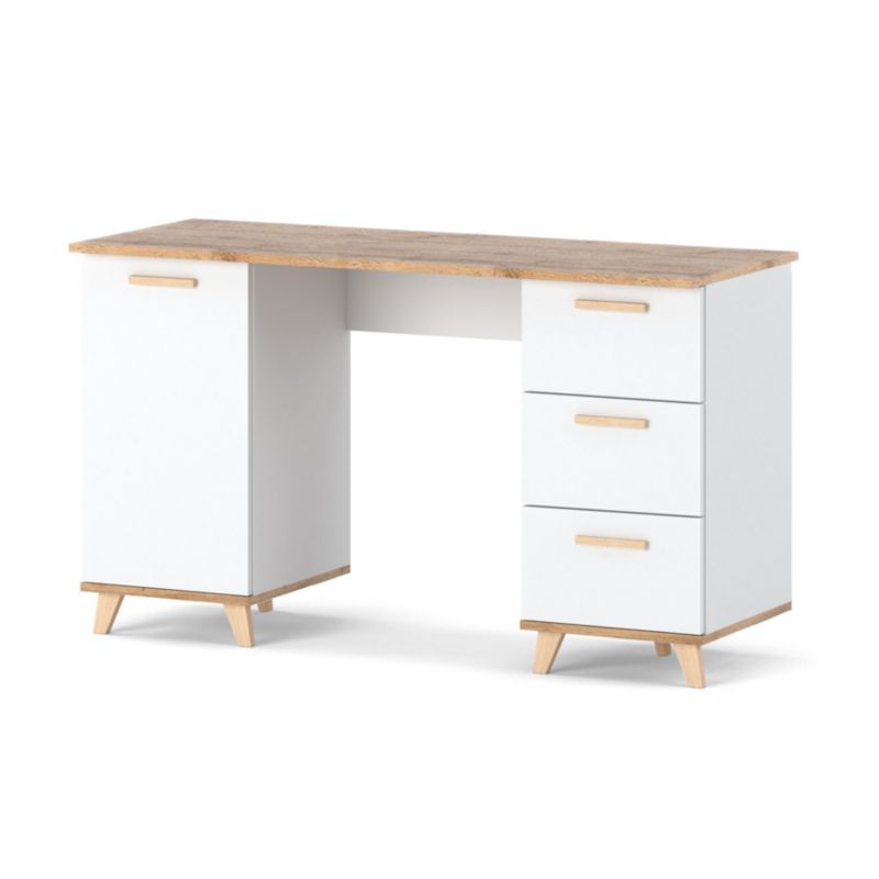 Biurko Hurtownia-Mebli Szuflady 3 Olivier 138cm Biały Mat Biały Mat 138x50x75 cm 1szt.