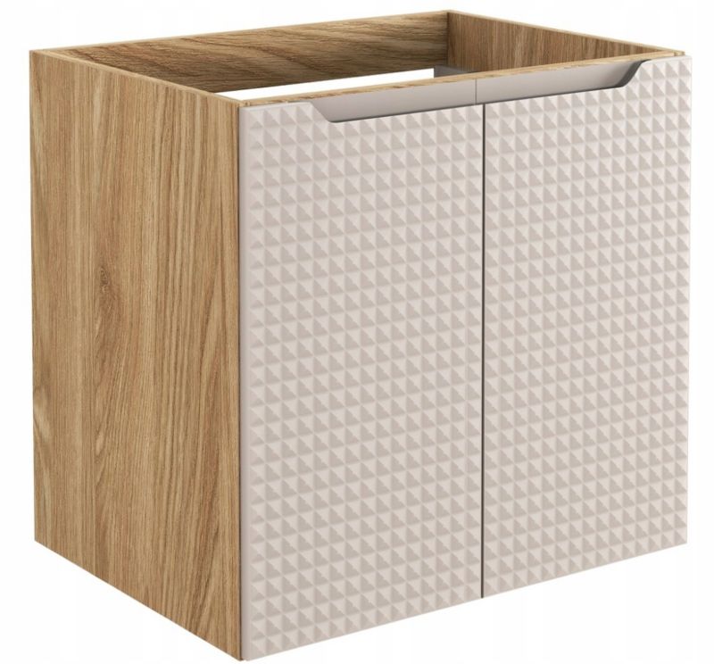 Szafka pod umywalkę Furnidea 60 cm beżowy dąb front 3D MDF Luxor 1 szt.