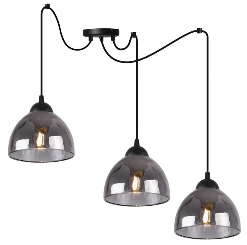 Lampa sufitowa wisząca Light Home LH Pająk Venice 3x E27 60W klosz grafitowy 1szt.