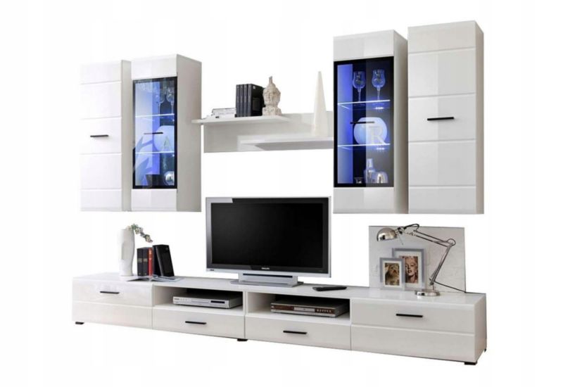 Meblościanka Matkam LAUR MDF 280cm LED biały połysk 1 szt.