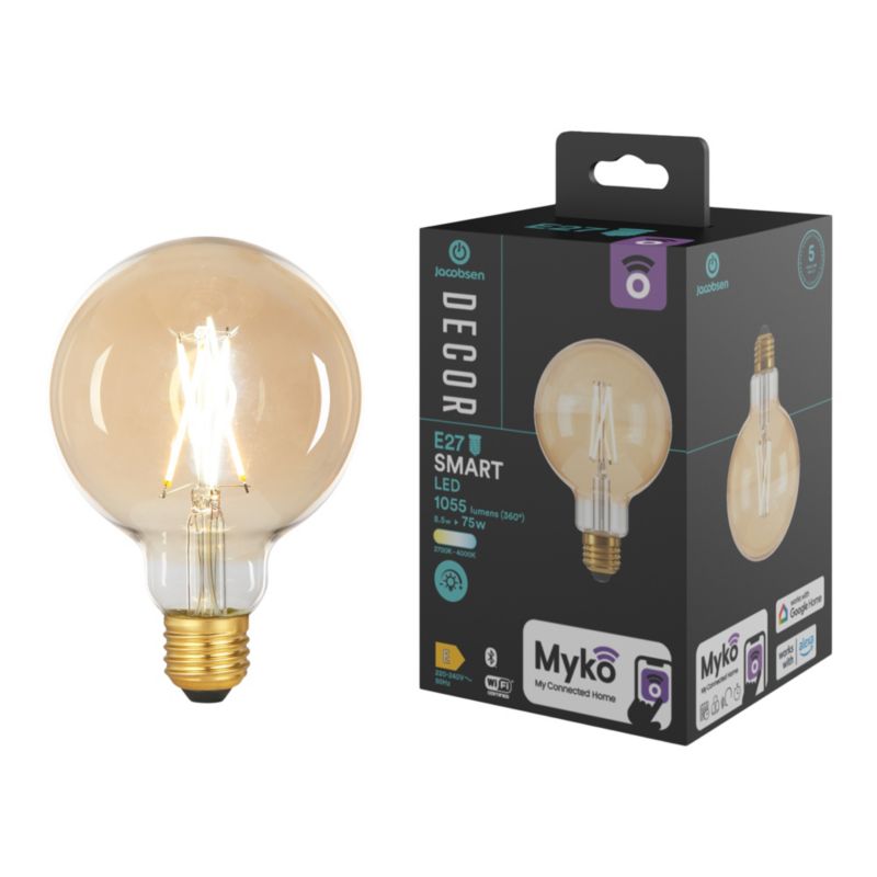Inteligentna żarówka LED Filament Amber Jacobsen Myko G95 E27 1055 lm CCT