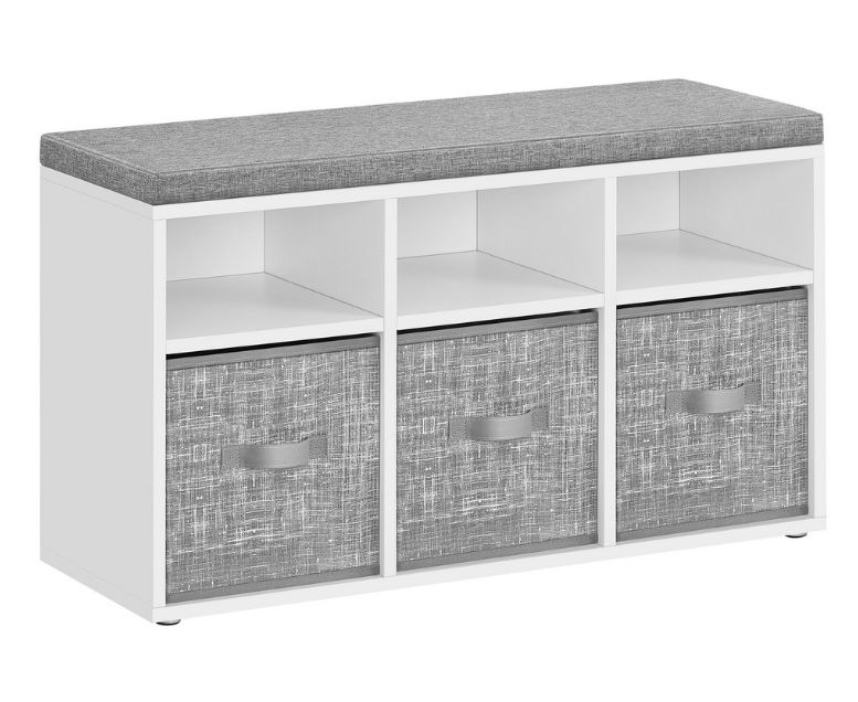 Szafka na budy z siedziskiem Ławka do przedpokoju Better Home Biała 87 cm