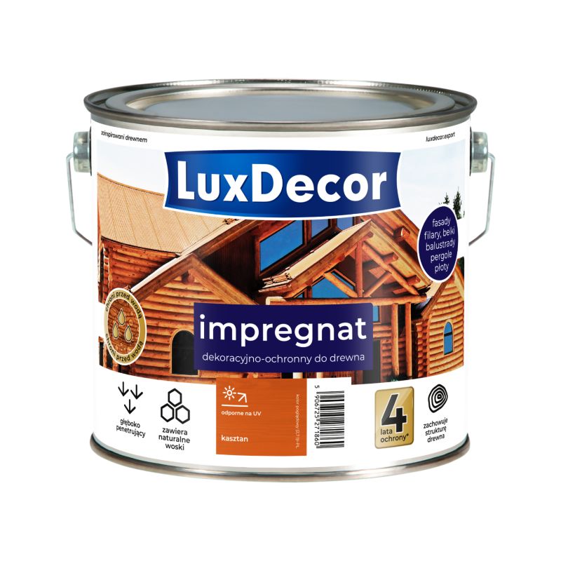 Impregnat dekoracyjno-ochronny do drewna LuxDecor, kasztan, 2,7l, 1 szt.