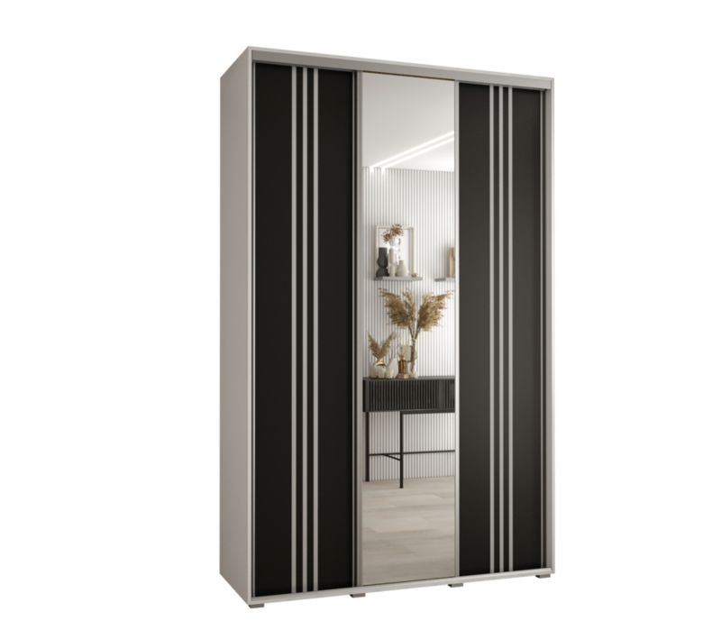 Szafa przesuwna Abiks DAVOS 7 wysoka szer.160cm gł.45cm biały/czarny/srebrny 1szt.