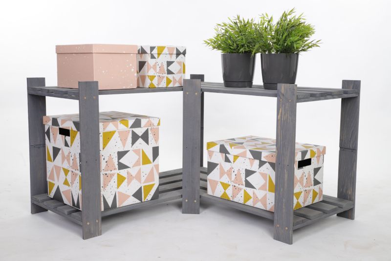 Regał narożny drewniany MODO24 impregnacja szara 50x85x38 cm pojemny 1 szt.