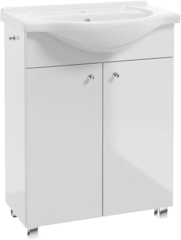 Szafka z umywalką Pat 65 cm biały połysk