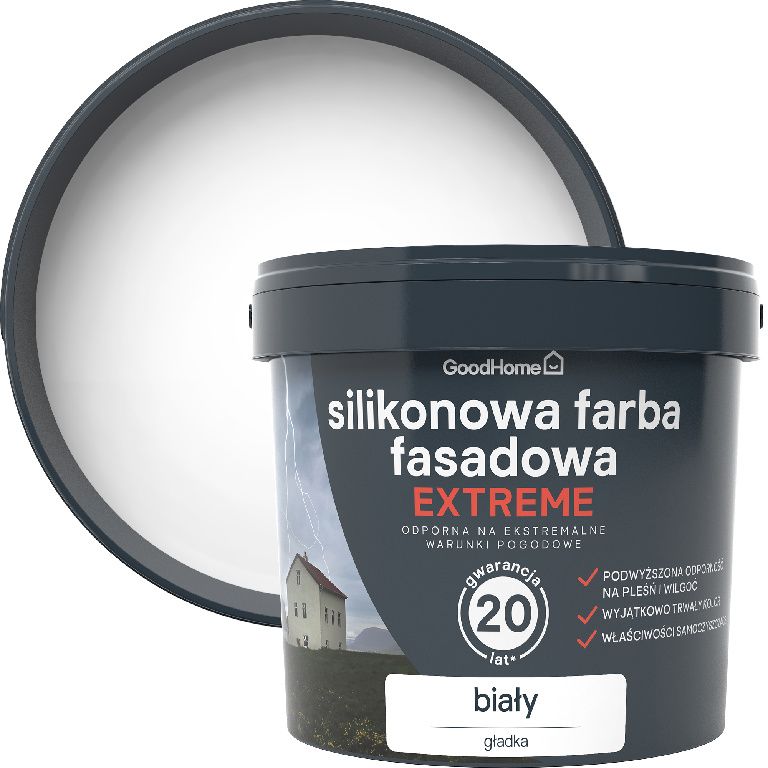 Farba elewacyjna GoodHome Premium biała 5 l