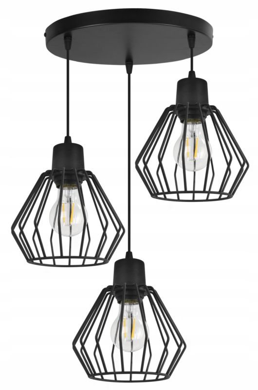 Lampa sufitowa wisząca Light Home LH Nuvola 3x E27 60W okrągła czarny 1szt.