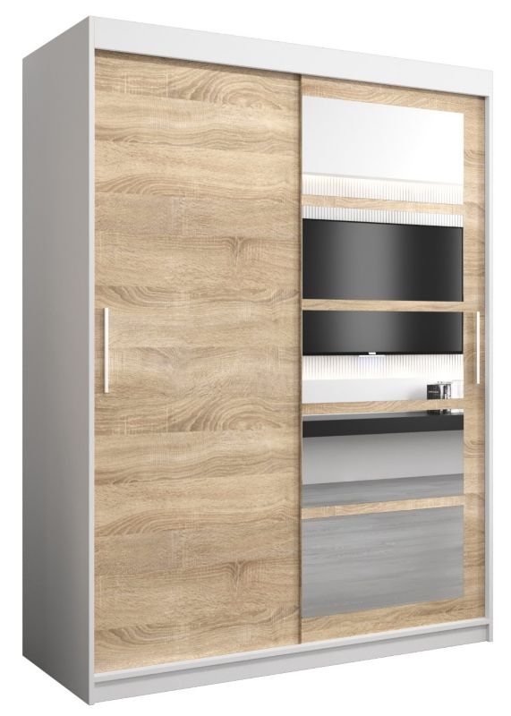 Szafa przesuwna Abiks ROMA 1 150 biały mat + sonoma 1 szt.