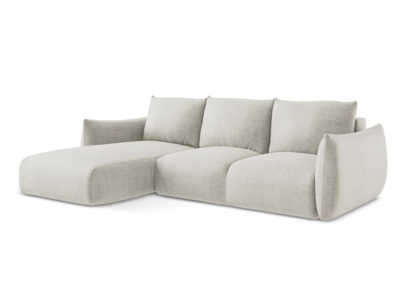 Narożnik lewostronny z funkcją spania LaMiaSofa SAVONA z tkaniny strukturalnej 242x162 cm jasny beż 1 szt.