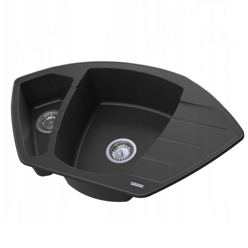 Zlewozmywak Dwukomorowy granitowy Granitan Compact Zestaw Zlew Czarny Syfon 1 kpl.