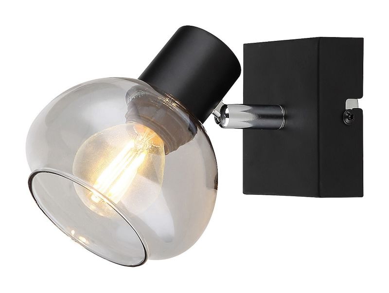 Kinkiet ścienny Rabalux Sullivan czarny-szkło dymne 1 x E14 x IP20 wym: 11,5 x 10 x 15 cm - 1 szt.