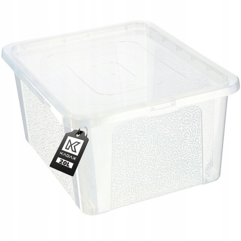 Pojemnik KADAX Plastikowy 20L Z Pokrywą Zamykany Pudełko Duży Box Przezroczysty 1 szt.