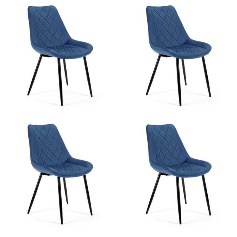 4x Krzesło tapicerowane pikowane welur SJ.0488 Granatowy 4 szt.