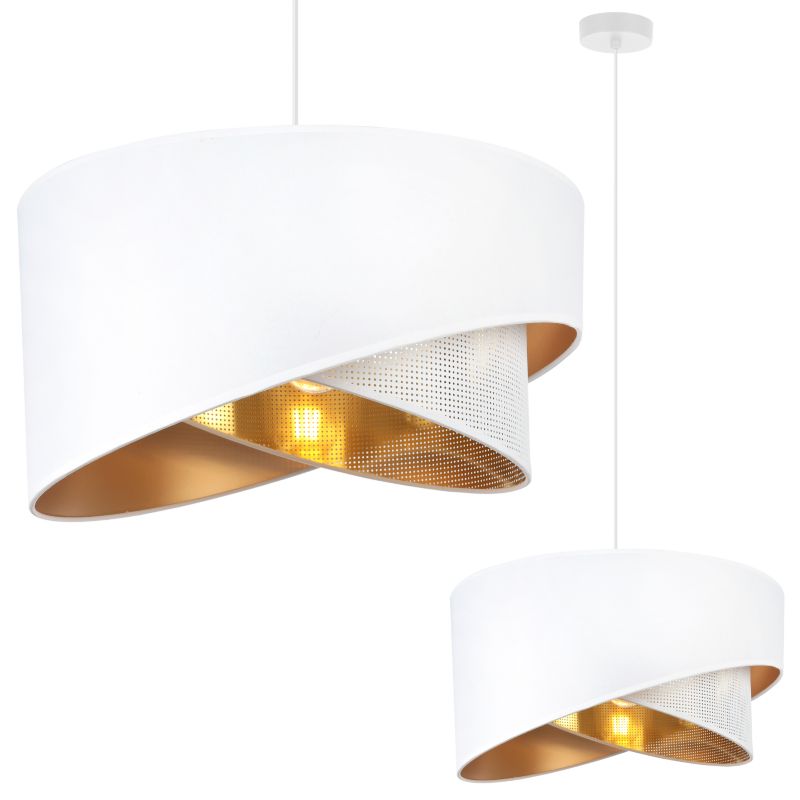 Lampa sufitowa wisząca Light Home LH Asti Skos A Biały 1x E27 60W biały/złoty 1szt.