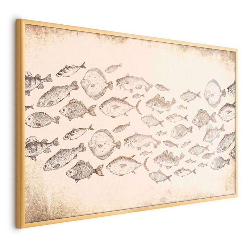 Plakat Artgeist Subtelne rybki 90x60 cm z ramą złotą 1 szt