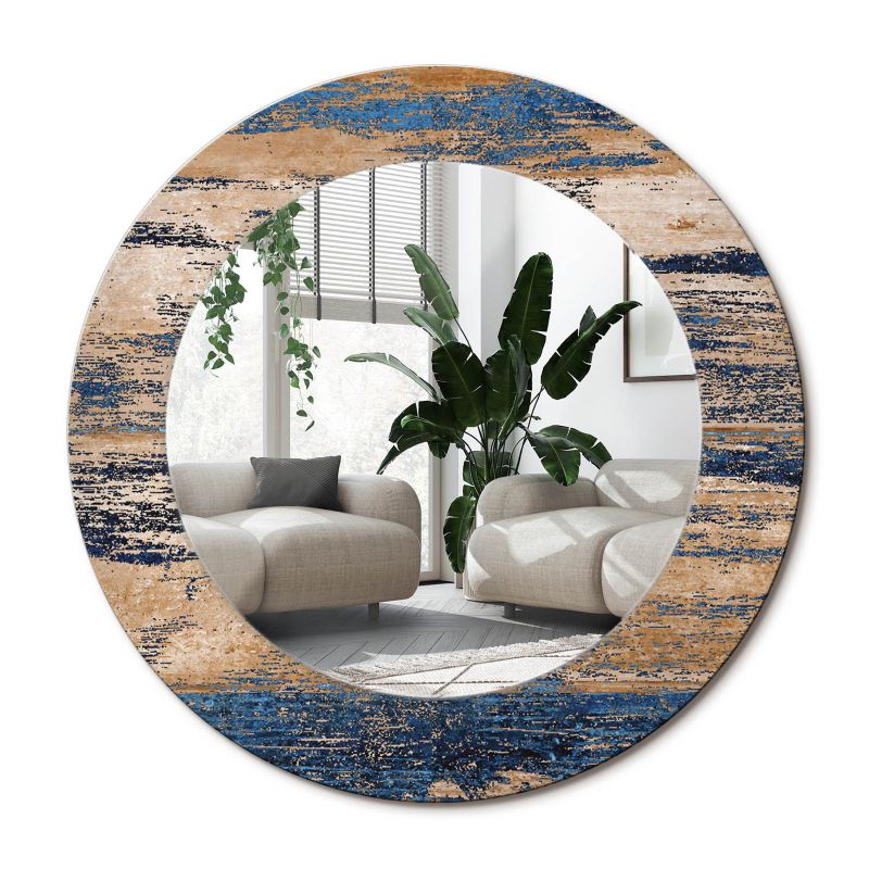 Lustro Okrągłe Tulup Abstrakcyjne Drewno 50 cm Nowoczesne Na Podkładzie 1 szt.